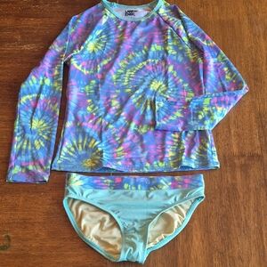 Lands' End Kids Tie-Dye Swim Bikini With Long Sleeve Shirt